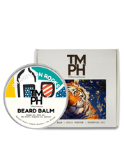 Beard balm container with tiger design and TM PH branding on a white background