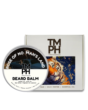 Beard balm container with tiger design and TM PH branding on a white background