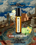 B Like Intense Men cologne bottle with decorative background