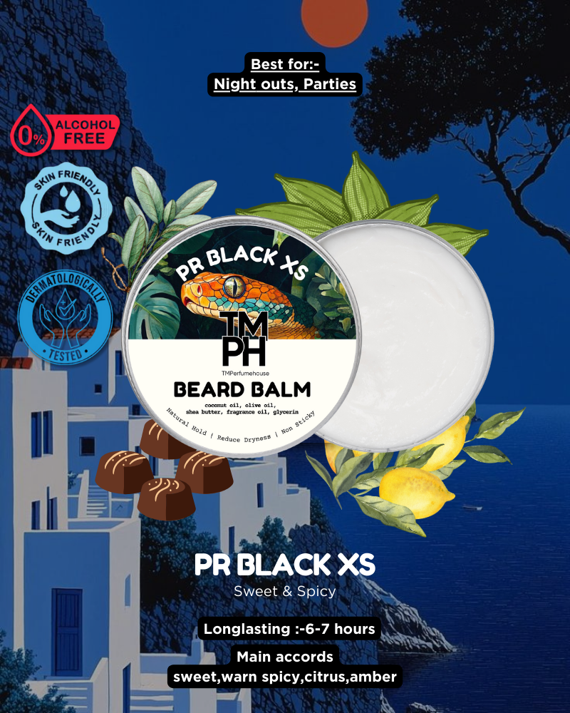 PR BLACK XS | Premium Beard Balm – 10+ Hour Freshness & Styling - Inspired by Black XS by Pco Rb*nne