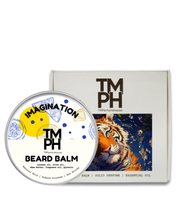 TM PH beard balm container with tiger illustration on packaging