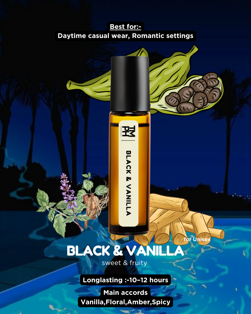 Black & Vanilla AT | Luxury Niche Attar – 10+ Hour Long Lasting Pure Oil - Inspired by Blck Vnill by Mncr*