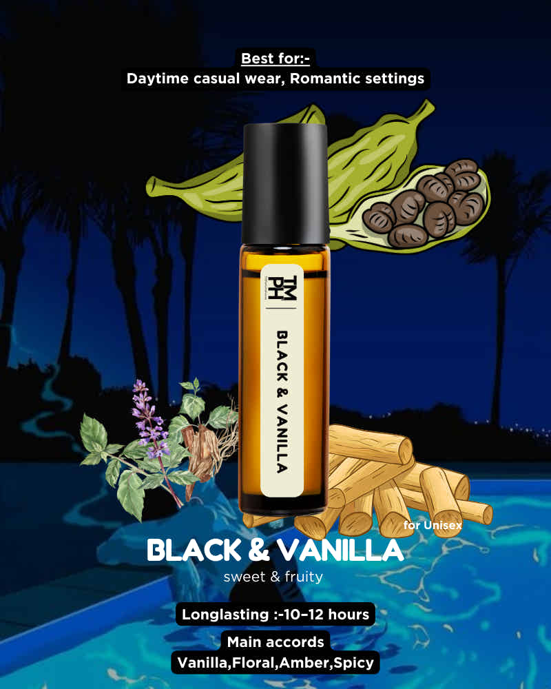 Black & Vanilla AT | Luxury Niche Attar – 10+ Hour Long Lasting Pure Oil - Inspired by Blck Vnill by Mncr*
