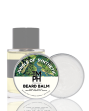 Beard balm and oil with a label on a white background