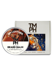 TM PH beard balm container with tiger design on packaging