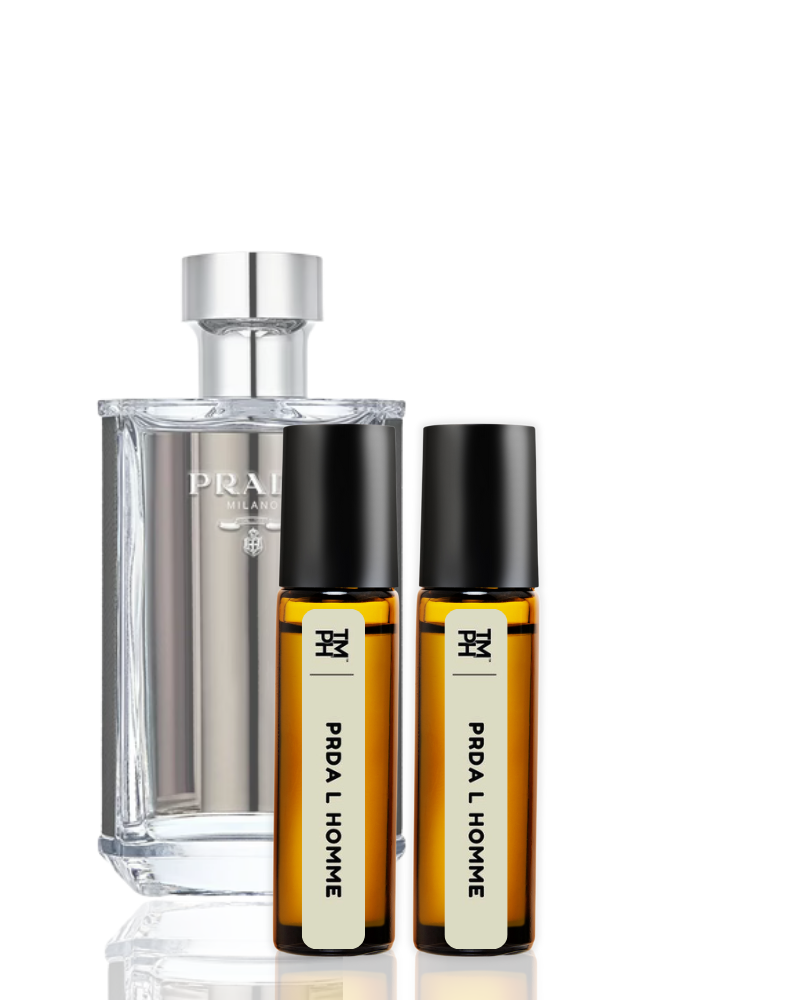 Pral perfume bottles on a white background