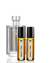 Pral perfume bottles on a white background