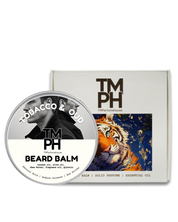 TM PH beard balm container with tiger design on packaging