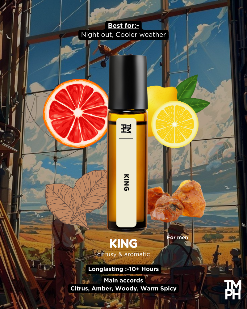 Roll-on bottle with citrus elements and scenic background