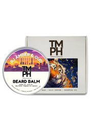 TM PH beard balm container with tiger illustration on a white background