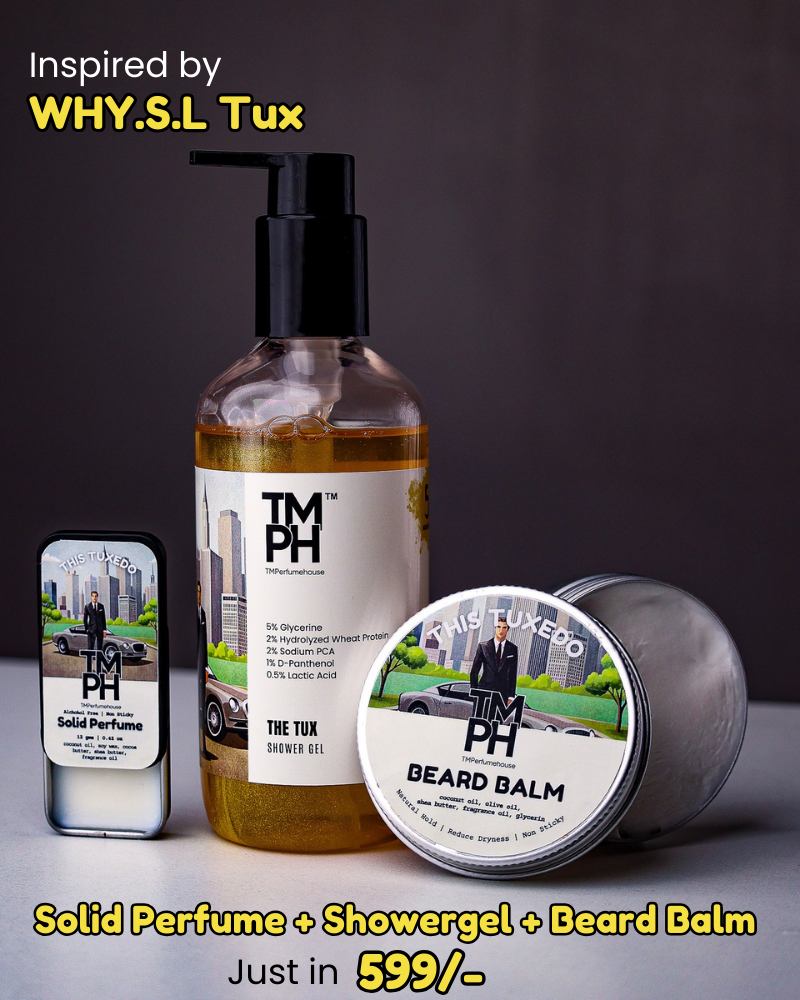 THE TUX Ultimate Grooming Combo (Shower Gel + Solid Perfume + Beard Balm)