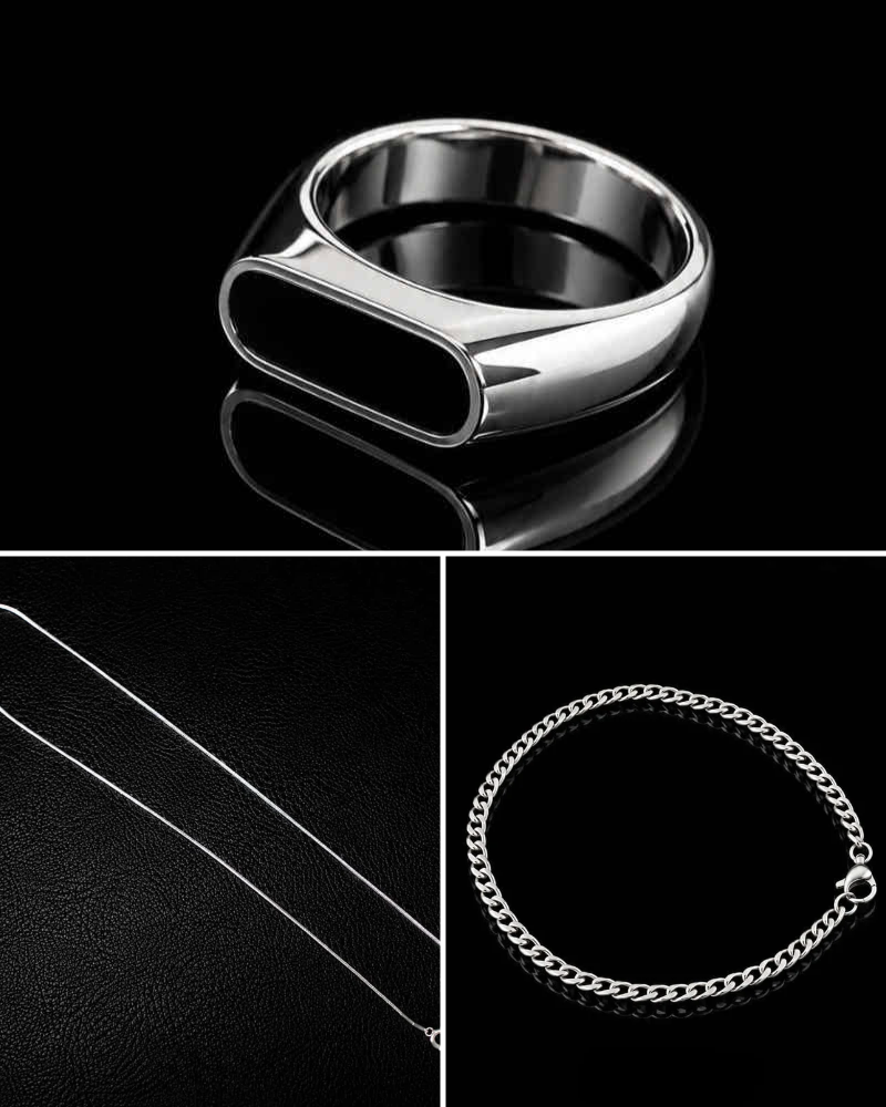 The Apex Monolith Set: Velora Chain, Seraphine Bracelet & Vanta Crest Trio